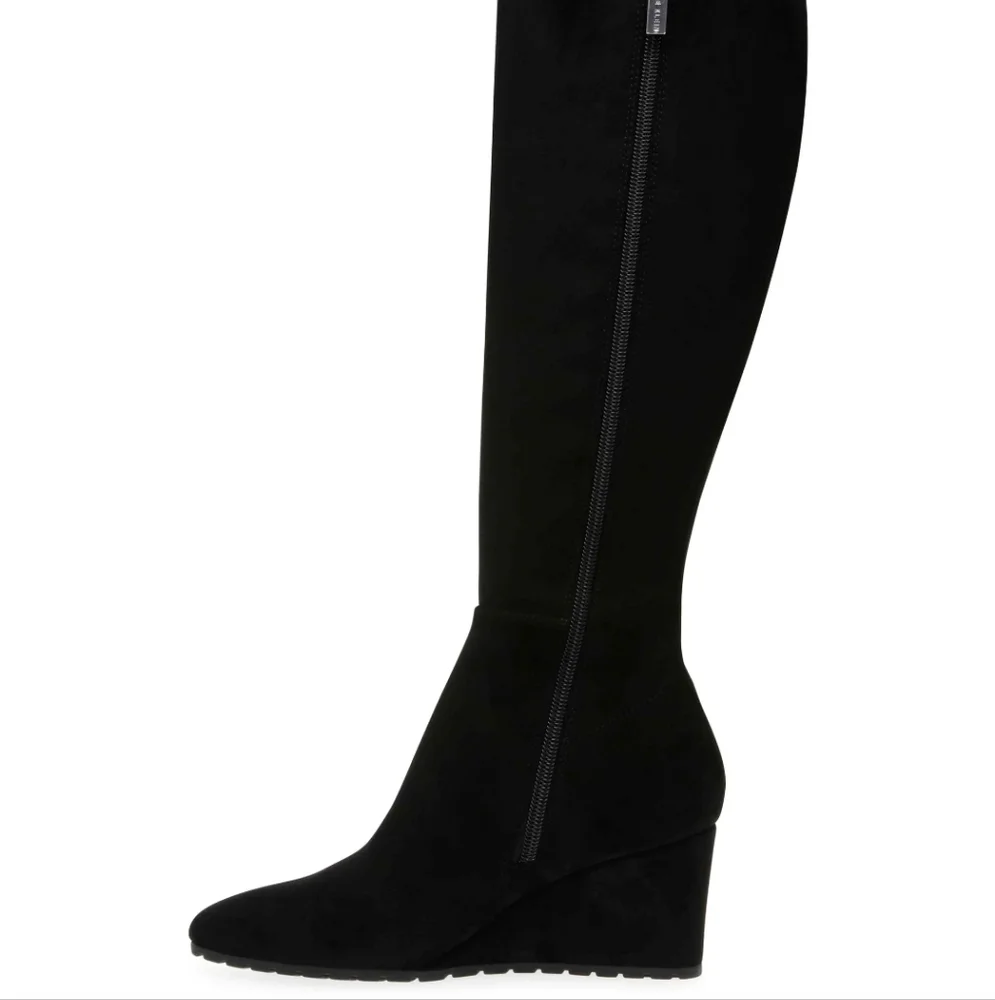 Anne Klein wide calf suede Wedge knee high boots In Box